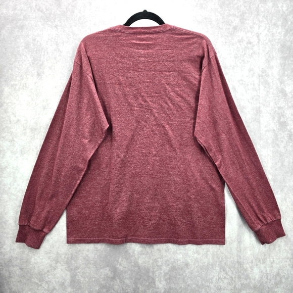 Fruit of the Loom Red Heather Longsleeve Top Pullover Tshirt Sweater Medium - Picture 2 of 4